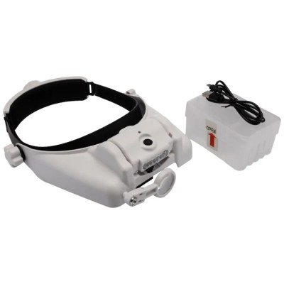 RS PRO LED Headband Magnifier with Bi-Plate Adjustable Lenses Illuminated, Rechargeable Battery, 13x Magnification 201-7938