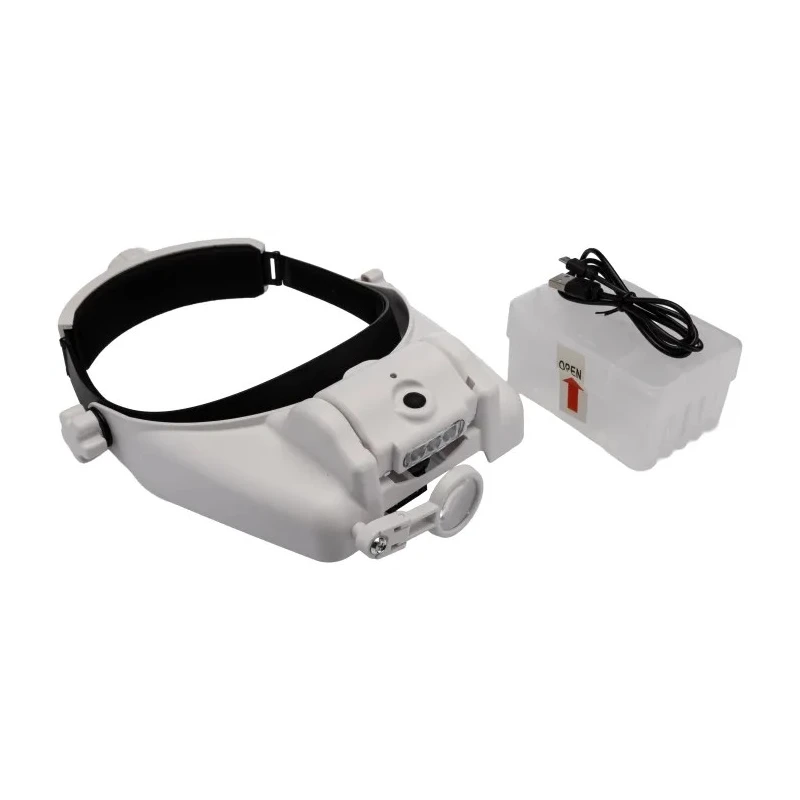 RS PRO LED Headband Magnifier with Bi-Plate Adjustable Lenses Illuminated, Rechargeable Battery, 13x Magnification 201-7938