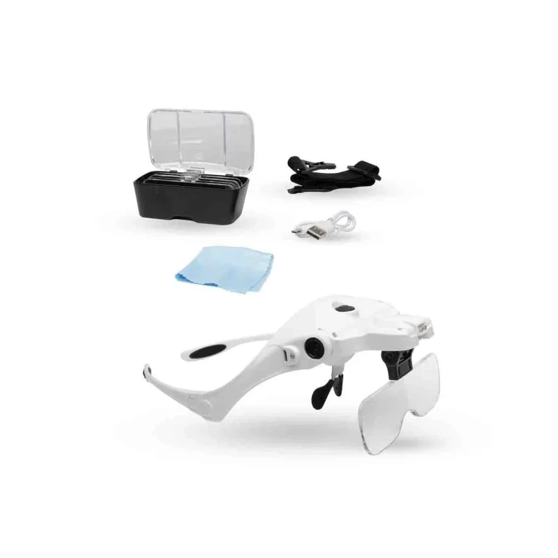 RS PRO Illuminated Magnifying Spectacle with 3.5x Magnification, Rechargeable Battery, LED Light 201-7939