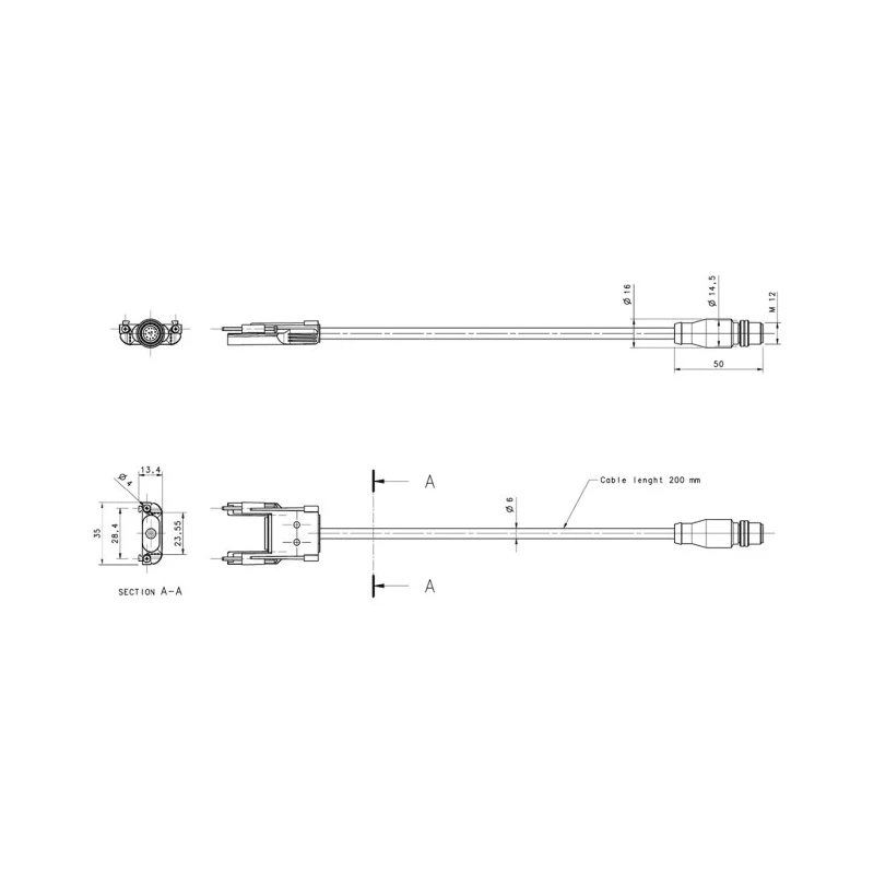 ABB Sensor Actuator Cable Series M12-C02PT6RB with M12 Connectors 2TLA022315R0200 M12-C02PT6RB