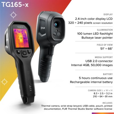 FLIR TG165 USB 2.0 Thermal Imaging Camera 300 °C, 80 x 60 Pixel Detector Resolution FLIR TG165-X