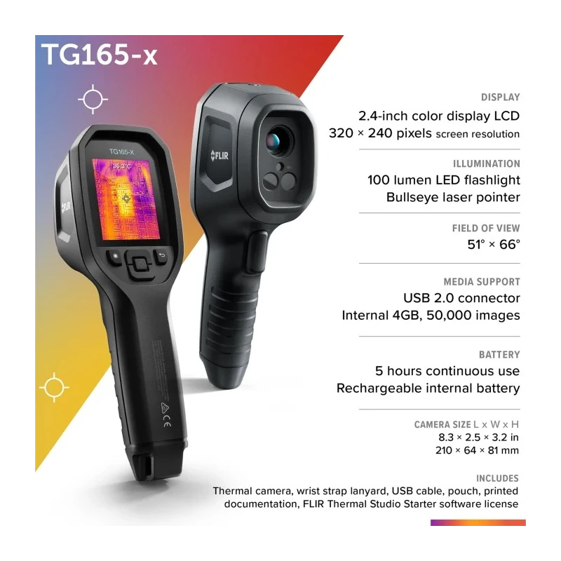 FLIR TG165 USB 2.0 Thermal Imaging Camera 300 °C, 80 x 60 Pixel Detector Resolution FLIR TG165-X