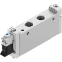 Festo Pneumatic Solenoid Valve 5/2 Monostable Electric 24V, 1/4 in Port, Wrought Aluminium Alloy Body VUVG-L18-M52-MT-G14-1P3