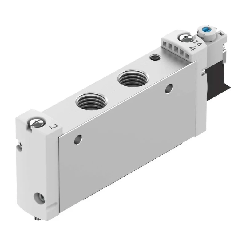 Festo Pneumatic Solenoid Valve 5/2 Monostable Electric 24V, 1/4 in Port, Wrought Aluminium Alloy Body VUVG-L18-M52-MT-G14-1P3