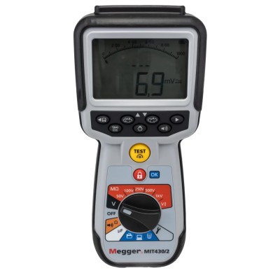 Megger Digital Insulation Tester with Analogue and Dual Digital Display, 10 V Min, 1 kV Max, 200 GΩ Insulation MIT430