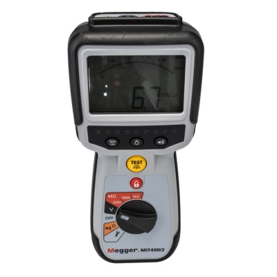 Megger Insulation Tester MIT400 2, 10 V Min, 1 kV Max, 200 GΩ, Analogue Dual Digital Display, Battery Powered MIT400