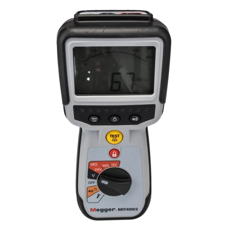 Megger Insulation Tester MIT400 2, 10 V Min, 1 kV Max, 200 GΩ, Analogue Dual Digital Display, Battery Powered MIT400