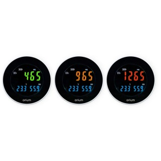 Orium CO2 Sensor Indoor Air Quality Monitor 70 °C Operating Temp, USB Connectivity, Rechargeable Lithium Battery 11334