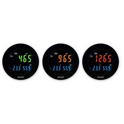 Orium CO2 Sensor Indoor Air Quality Monitor 70 °C Operating Temp, USB Connectivity, Rechargeable Lithium Battery 11334