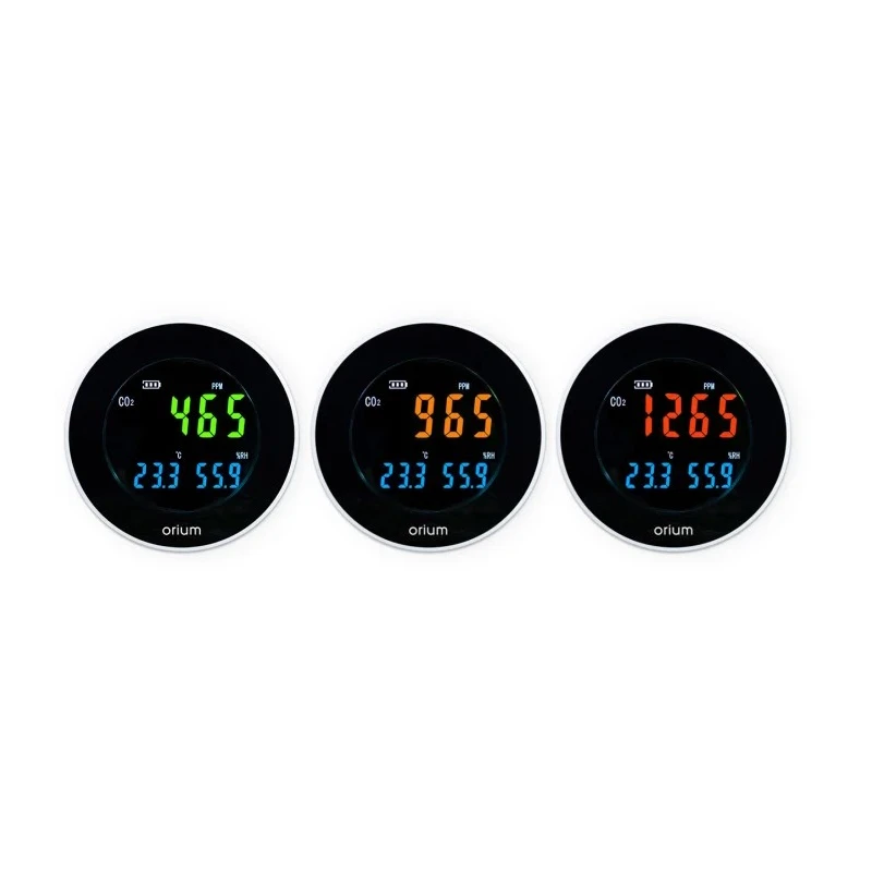 Orium CO2 Sensor Indoor Air Quality Monitor 70 °C Operating Temp, USB Connectivity, Rechargeable Lithium Battery 11334