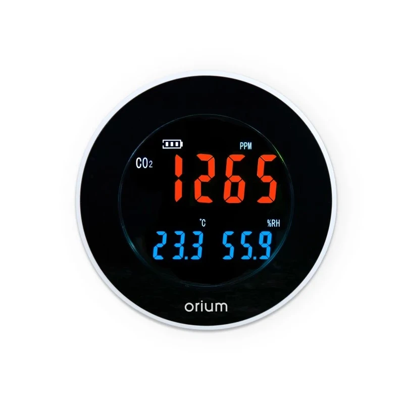 Orium CO2 Sensor Indoor Air Quality Monitor 70 °C Operating Temp, USB Connectivity, Rechargeable Lithium Battery 11334