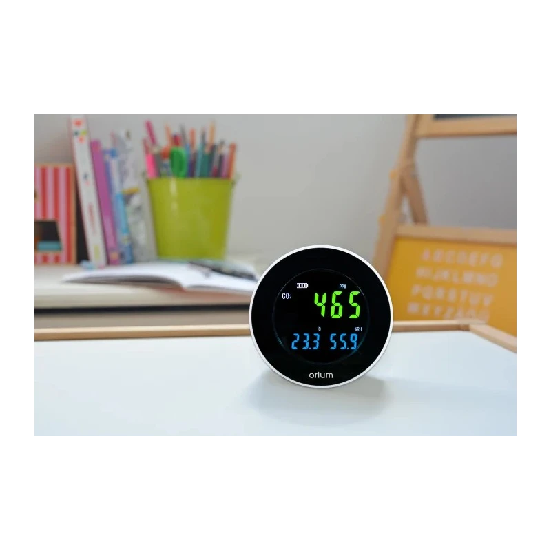 Orium CO2 Sensor Indoor Air Quality Monitor 70 °C Operating Temp, USB Connectivity, Rechargeable Lithium Battery 11334