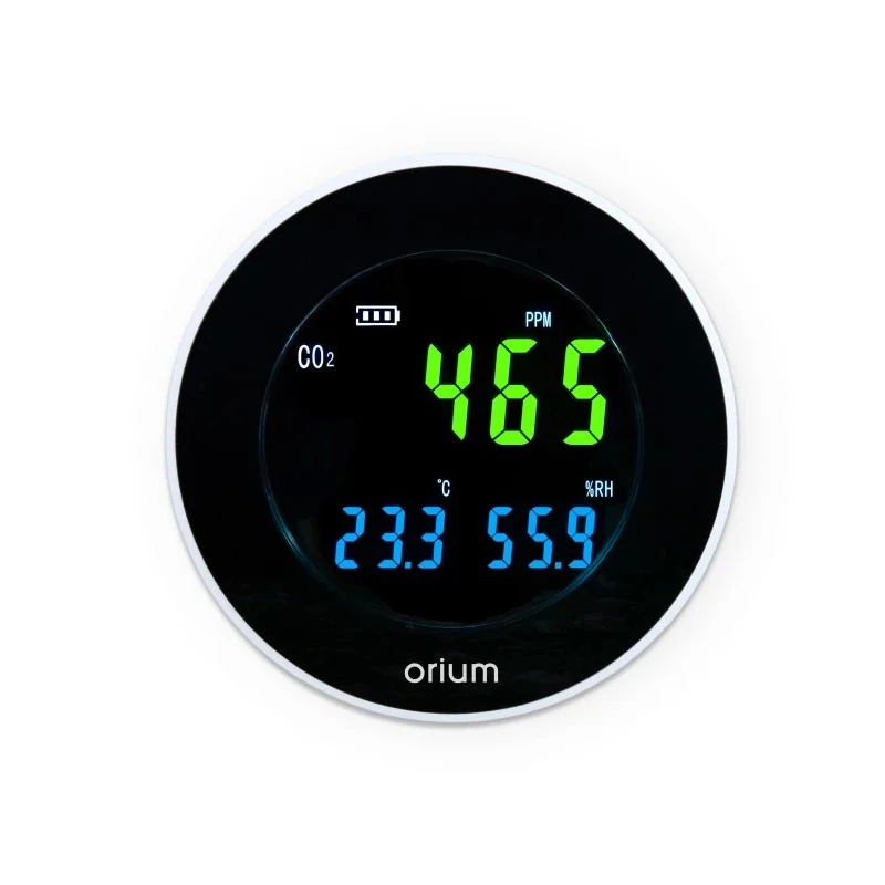 Orium CO2 Sensor Indoor Air Quality Monitor 70 °C Operating Temp, USB Connectivity, Rechargeable Lithium Battery 11334