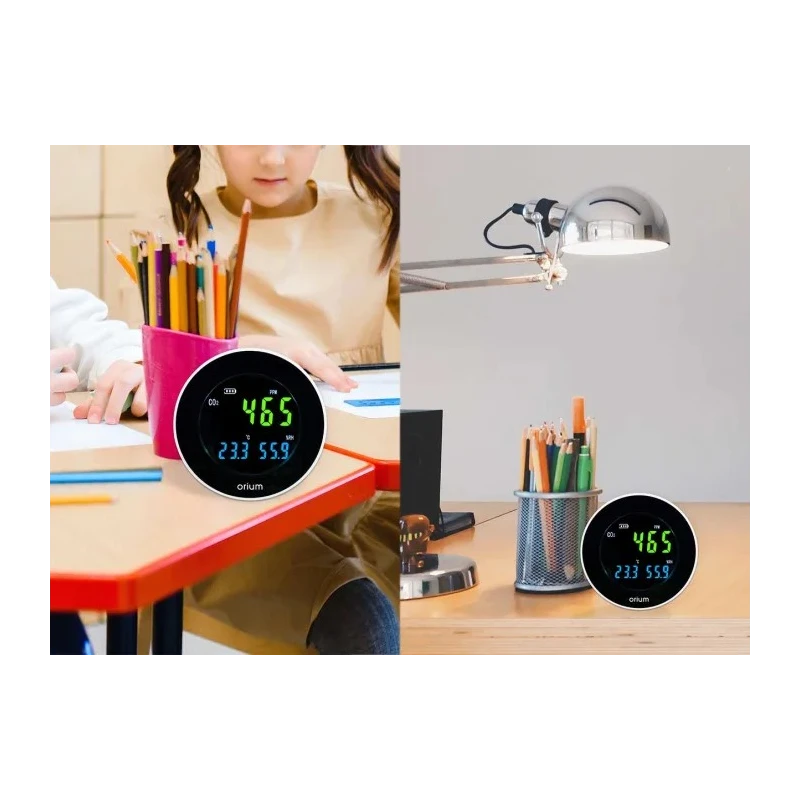 Orium CO2 Sensor Indoor Air Quality Monitor 70 °C Operating Temp, USB Connectivity, Rechargeable Lithium Battery 11334