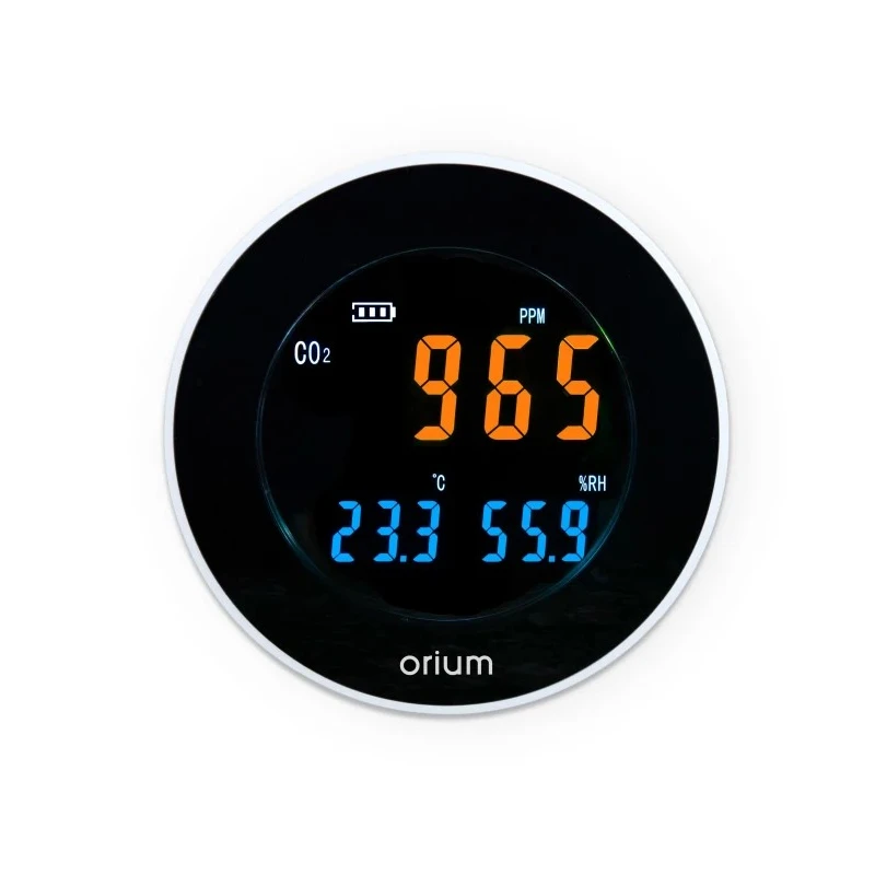 Orium CO2 Sensor Indoor Air Quality Monitor 70 °C Operating Temp, USB Connectivity, Rechargeable Lithium Battery 11334
