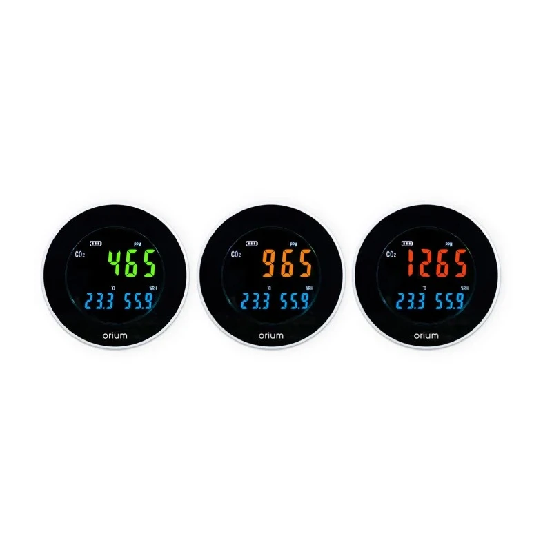 Orium CO2 Sensor Indoor Air Quality Monitor 70 °C Operating Temp, USB Connectivity, Rechargeable Lithium Battery 11334