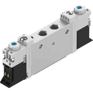 Festo Pneumatic Solenoid Valve Monostable 2 x 3/2 Closed Electric 24V, Pneumatic Port M7, 5 Ports VUVG-L10-T32C-AT-M7-1P3