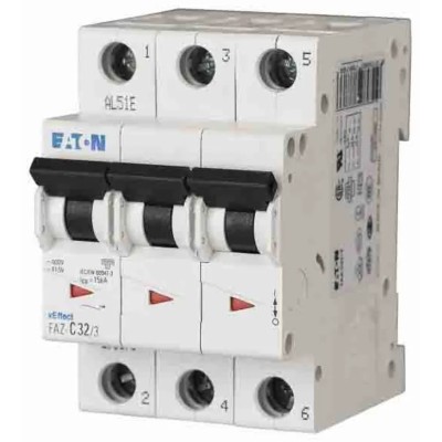 Eaton xEffect Miniature Circuit Breaker, 3-Pole, 63A, Type D, 415V AC, 96V DC, 10 kA Breaking Capacity 115375 FAZ-D63/3