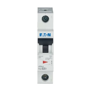 Eaton xEffect Miniature Circuit Breaker, 1-Pole, 20A, Type B Tripping, 240V AC, 48V DC, 10kA Breaking 278536 FAZ-B20/1