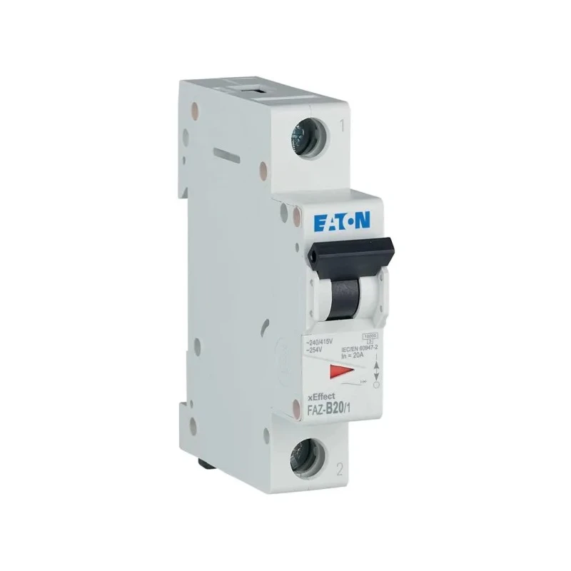 Eaton xEffect Miniature Circuit Breaker, 1-Pole, 20A, Type B Tripping, 240V AC, 48V DC, 10kA Breaking 278536 FAZ-B20/1