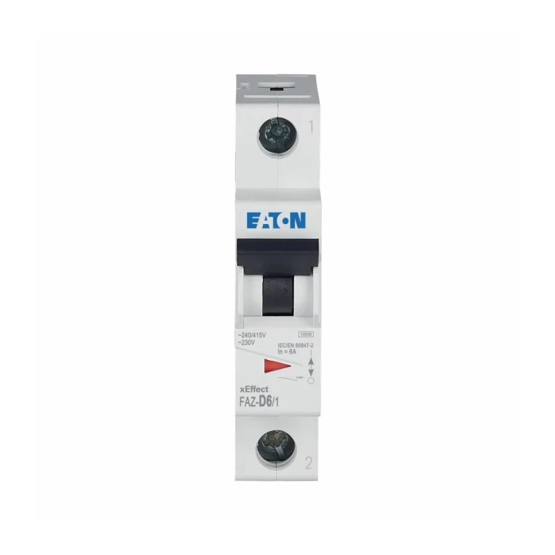 Eaton xEffect Miniature Circuit Breaker, 1-Pole, 6A, Type D, 240V AC, 48V DC, 10 kA Breaking Capacity 278578 FAZ-D6/1