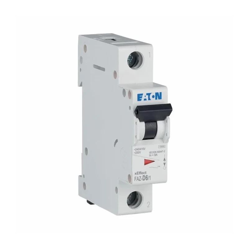 Eaton xEffect Miniature Circuit Breaker, 1-Pole, 6A, Type D, 240V AC, 48V DC, 10 kA Breaking Capacity 278578 FAZ-D6/1