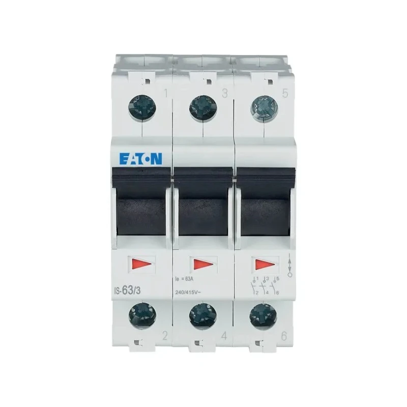 Eaton 3-Pole Surface Mount Isolator Switch, IP40, 63A, Screw Terminal, Black Handle, Model 