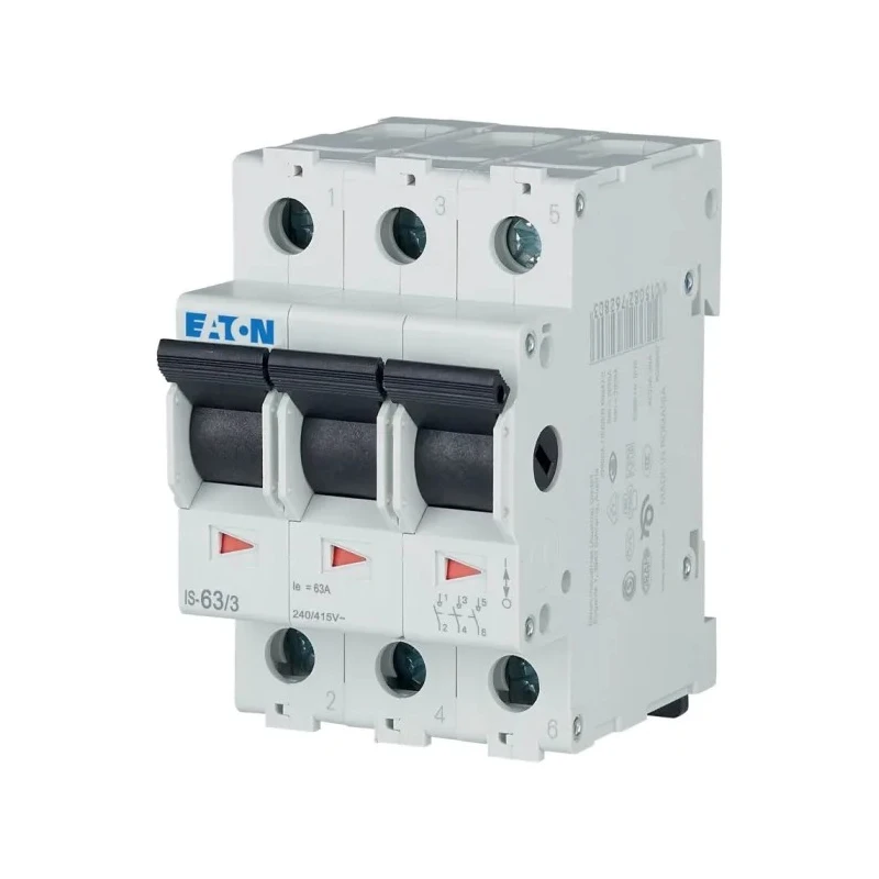 Eaton 3-Pole Surface Mount Isolator Switch, IP40, 63A, Screw Terminal, Black Handle, Model 