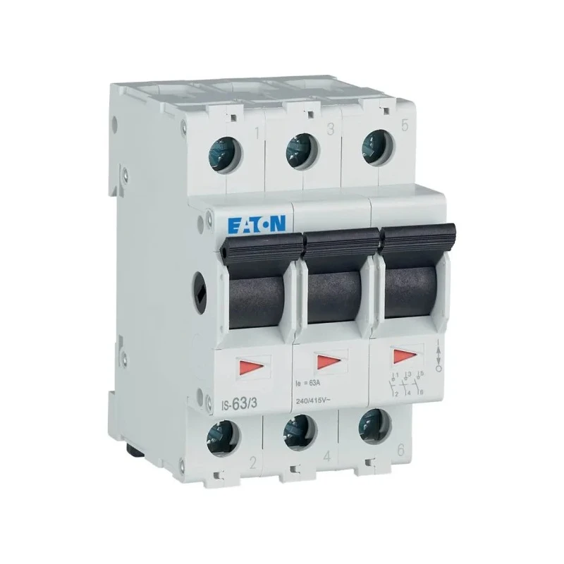 Eaton 3-Pole Surface Mount Isolator Switch, IP40, 63A, Screw Terminal, Black Handle, Model 