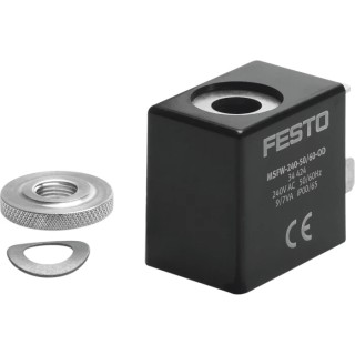 Festo Replacement Solenoid Valve Coil 110V AC, 9.0 VA Pickup Power, 7.0 VA Holding Power, IP65 Protection MSFW-110-50/60-OD