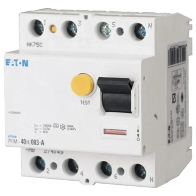 Eaton Residual Current Device 25A 4-Pole 30mA Type A 10kA Breaking Capacity 230/400V PFIM Series 235435 PFIM-25/4/003-A-MW