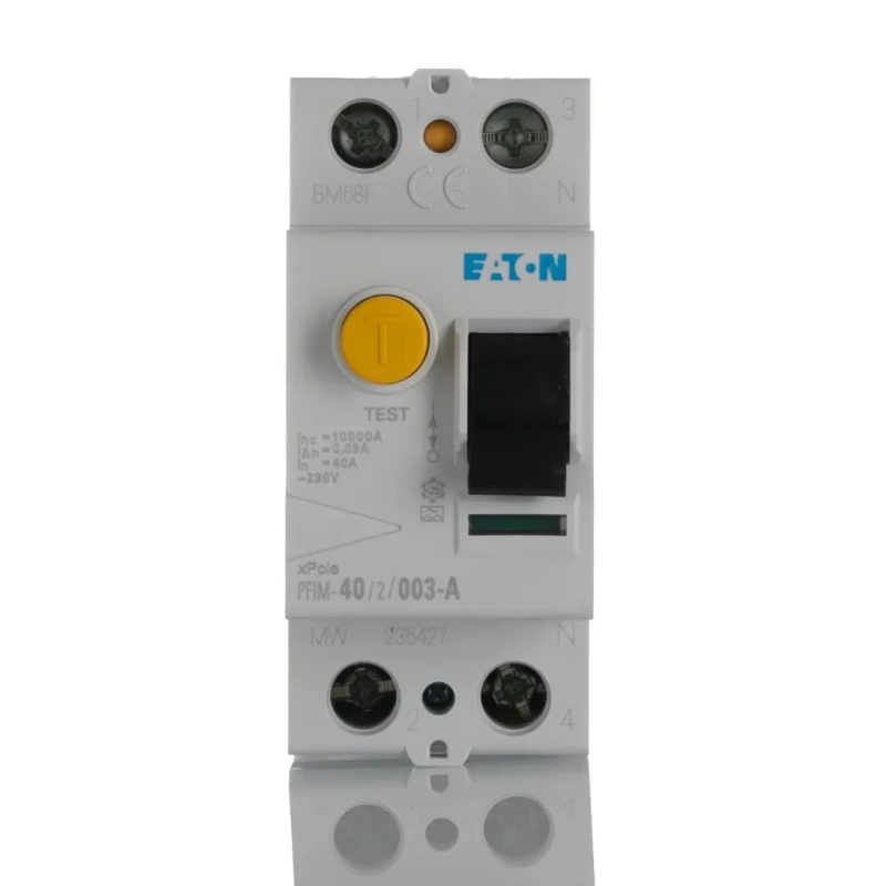 Eaton Residual Current Device PFIM Series 40A, 2-Pole, 30 mA Trip Sensitivity, Type A, 10 kA 235427 PFIM-40/2/003-A-MW