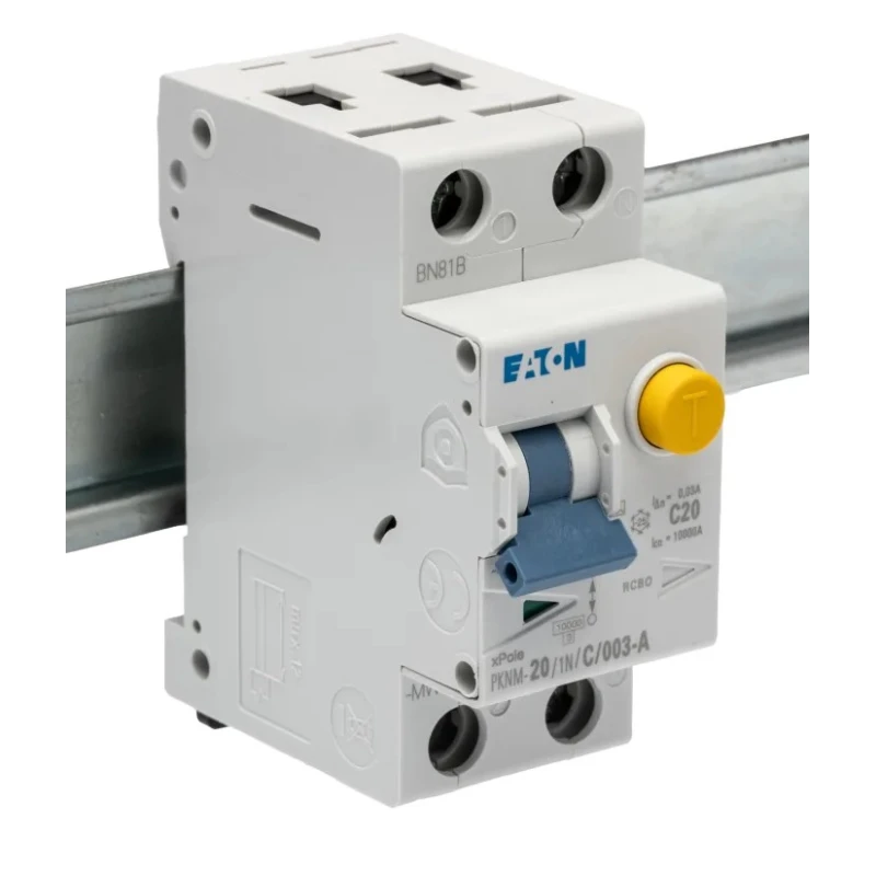 Eaton Residual Current Device PKNM Series 20A 2-Pole 30 mA Type C 10 kA 230V AC 236249 PKNM-20/1N/C/003-A-MW