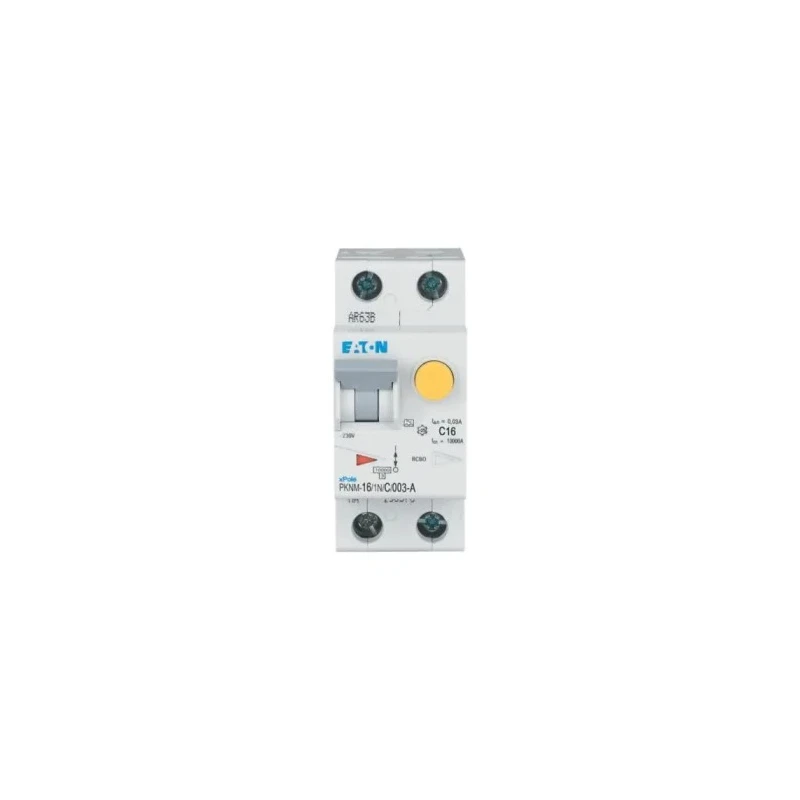 Eaton Residual Current Device PKNM Series 16A 2-Pole 30mA Type C 10kA 230V AC 236217 PKNM-16/1N/C/003-A-MW
