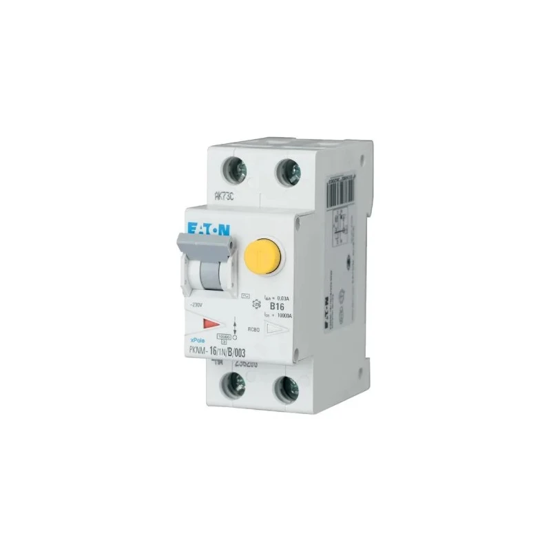 Eaton Residual Current Device PKNM Series 16A 2-Pole 30mA Type C 10kA 230V AC 236217 PKNM-16/1N/C/003-A-MW