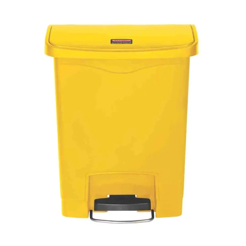 Rubbermaid Commercial Products Resin Waste Bin 30L Yellow Pedal Lid Slim Jim 1883573
