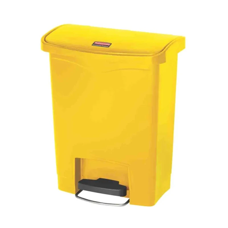 Rubbermaid Commercial Products Resin Waste Bin 30L Yellow Pedal Lid Slim Jim 1883573