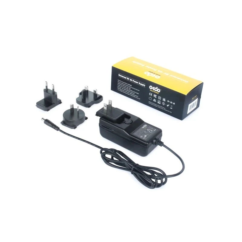 Okdo Interchangeable 5 Output Barrel AC/DC Adapter 20W 5V DC Output, 4A FJ-528H