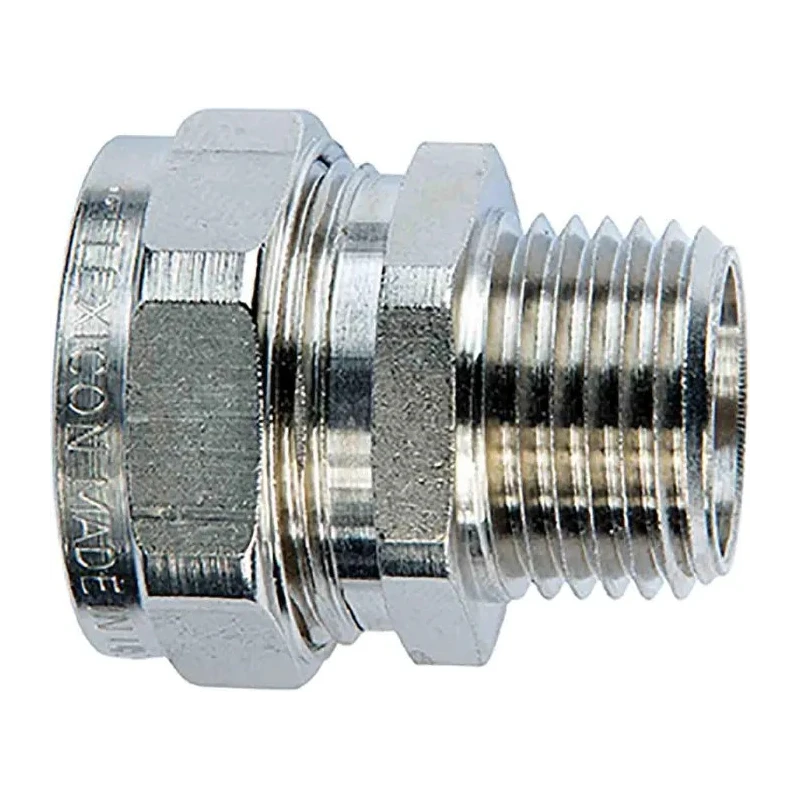 Flexicon Nickel Plated Brass Conduit Fitting 20 mm Nominal Size M20 Thread IP68 Rated FSS20-M20-C