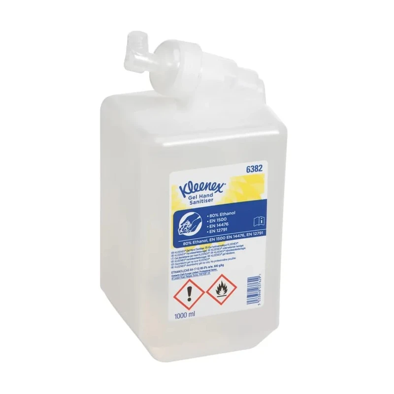 KLEENEX Gel Hand Sanitiser Cassette 1 L Pack of 6, Unscented, Alcohol-Based Rapid Hygiene 6382MPN