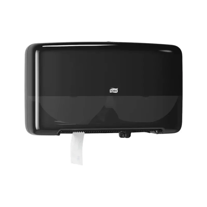 Tork Black Plastic Twin Mini Jumbo Toilet Roll Dispenser 146 mm x 256 mm x 432 mm 555508