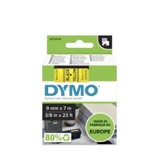 Dymo Black on Yellow Label Printer Tape 9 mm Width, 7 m Length Industrial Strength Adhesive S0720730