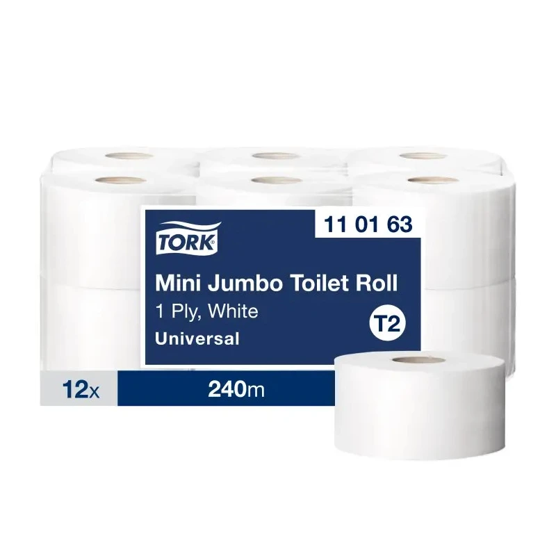 Tork 12 Rolls of 1200 Sheets Mini Jumbo Toilet Roll Core Diameter 59mm Roll Diameter 188mm 110163