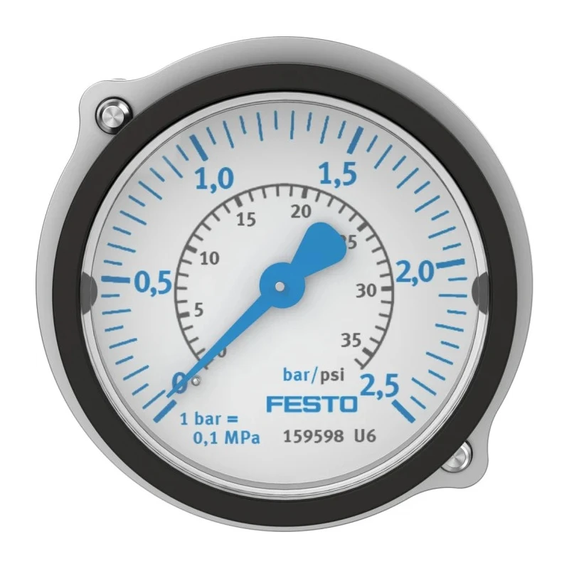 Festo 50 mm G 1/4 Threaded Pressure Gauge 2.5 bar FMA-50-2,5-1/4-EN