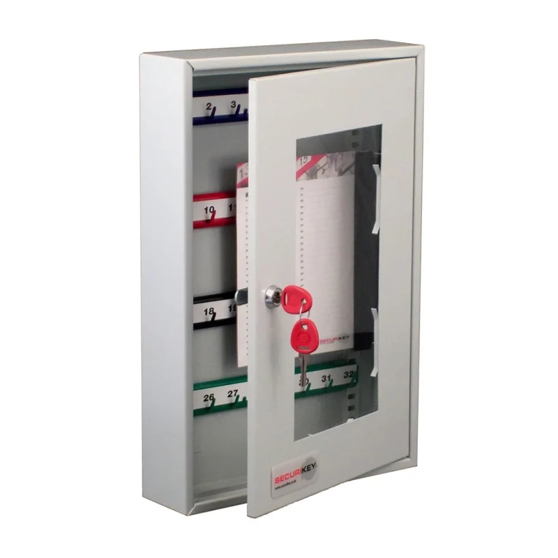 Securikey Grey Steel Wall Mount Key Cabinet 32 Hook Capacity KG032