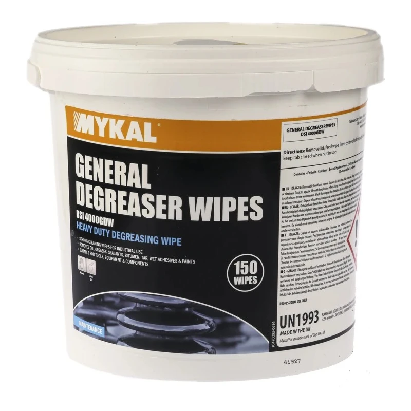 Mykal Industries Fast Drying Liquid Degreaser Wipes Tub 150 Wipes 0003GENDEGREASER