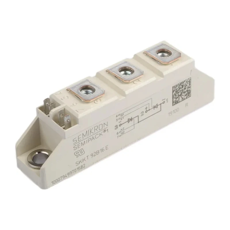 Semikron Danfoss Dual Thyristor Module 1600 V, 95 A, 150 mA Gate Current, 2 kA Surge Current, 1.65 V Peak SKKT 92B16E