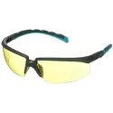 3M Safety Glasses with Amber Polycarbonate Lens, Anti-Scratch and Anti-Fog Coating, Plastic Half Frame S2003SGAF-BGR