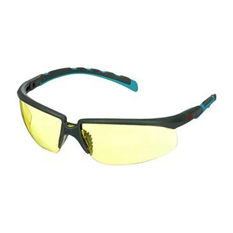 3M Safety Glasses with Amber Polycarbonate Lens, Anti-Scratch and Anti-Fog Coating, Plastic Half Frame S2003SGAF-BGR