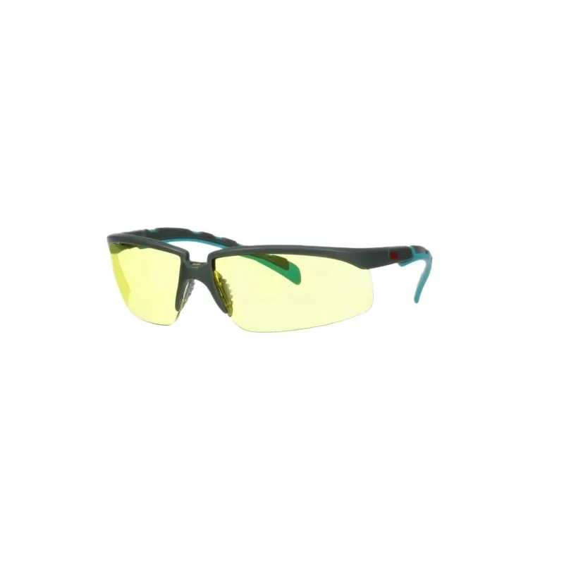 3M Safety Glasses with Amber Polycarbonate Lens, Anti-Scratch and Anti-Fog Coating, Plastic Half Frame S2003SGAF-BGR